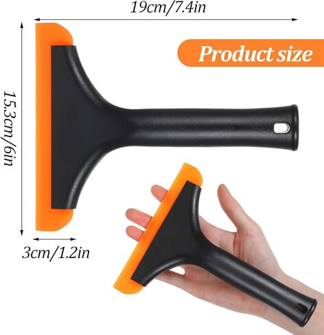 ممسحة سيليكون صغيرة، منظف باب زجاجي للنافذة والدش مقاس 5.9 بوصة، شفرة مياه تلقائية مع مقبض غير قابل للانزلاق للزجاج الأمامي للسيارة والمرآة والسطح (أسود) in Kuwait