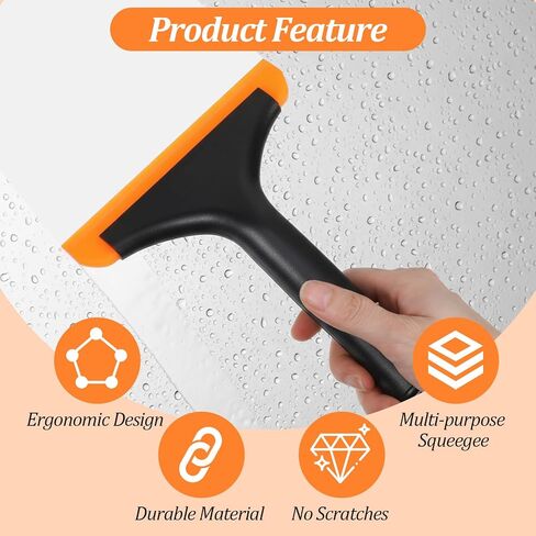 ممسحة سيليكون صغيرة، منظف باب زجاجي للنافذة والدش مقاس 5.9 بوصة، شفرة مياه تلقائية مع مقبض غير قابل للانزلاق للزجاج الأمامي للسيارة والمرآة والسطح (أسود) in Kuwait