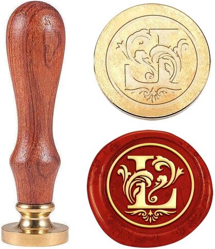 1pc Letter L Wax Seal Stamp Initial Alphabet Sealing Wax Stamp Gift for Christmas 25mm Removable Brass Stamp Head with Wooden Handle for Envelope Invitation Card Gift Decoration in Saudi Arabia
