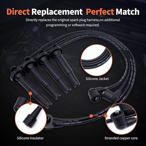 HiSport Spark Plug Coil Wires Ignition Coil Harness Cable 32722-P75-A01 Compatible with Honda CR-V 1997-1998 Replacement for Acura Integra 1994-2001, Pack of 4 in Saudi Arabia