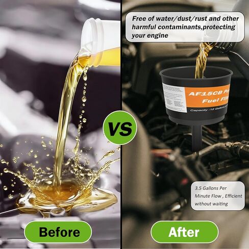 AF15CB Universal Oil Filter Funnel Compatible with Automobile,12 GPM Heavy Duty Oil Water Separator for Motorcycles,Cars,ATVs,RVs,SUVs,Portable Fuel Filter for Engine,Transmission,Tractor in Saudi Arabia