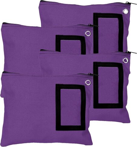 BankSupplies Canvas Zipper Bags | 12W x 9H | Set of 4 | Large Storage Bags | Grommet for Zip Tie & Padlock | 5W x 3H Framed Cardholder | Zipper Closure | Bank Bags in Saudi Arabia