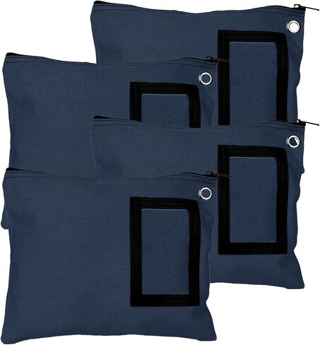 BankSupplies Canvas Zipper Bags | 12W x 9H | Set of 4 | Large Storage Bags | Grommet for Zip Tie & Padlock | 5W x 3H Framed Cardholder | Zipper Closure | Bank Bags in Saudi Arabia