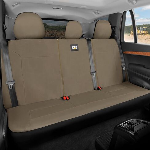 CAT Beige Rear Seat Cover for Cars, SUVs & Small Trucks – Heavy-Duty Oxford Canvas – 60/40 Split Bench Protector – Durable Back Seat Cover for Pets, Travel & Daily Use – Car & Truck Interior Accessory in Saudi Arabia