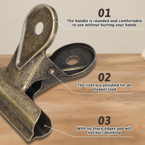 4PCS Bulldog Clips Brass Bulldog Clips Multi-Purpose Binder Food Bag Clamps Big Metal Bull Binder Clip Hinge Clip for Kitchen Office Sealing Storage Hanging Food Bags Pictures Photos in Saudi Arabia
