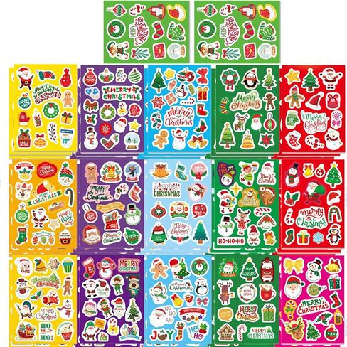 32 Sheets Christmas Stickers for Kids Xmas Holiday Stickers for Kids Classroom Cute Christmas Sticker Bulk Party Favors Crafts Supplies in Saudi Arabia