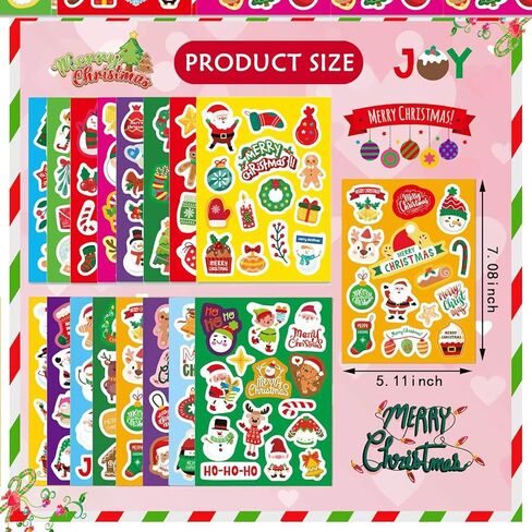 32 Sheets Christmas Stickers for Kids Xmas Holiday Stickers for Kids Classroom Cute Christmas Sticker Bulk Party Favors Crafts Supplies in Saudi Arabia