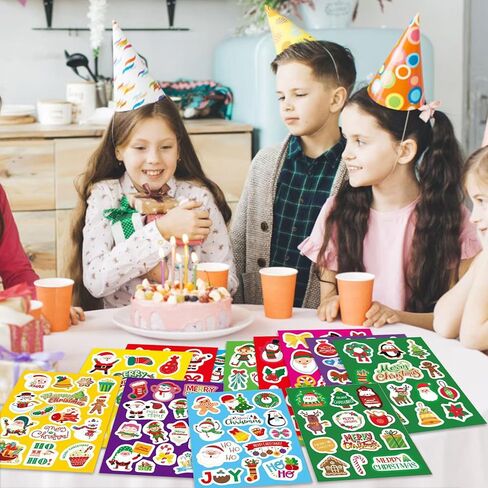 32 Sheets Christmas Stickers for Kids Xmas Holiday Stickers for Kids Classroom Cute Christmas Sticker Bulk Party Favors Crafts Supplies in Saudi Arabia