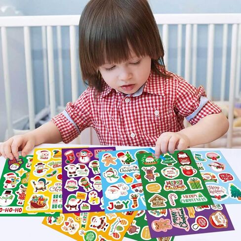32 Sheets Christmas Stickers for Kids Xmas Holiday Stickers for Kids Classroom Cute Christmas Sticker Bulk Party Favors Crafts Supplies in Saudi Arabia