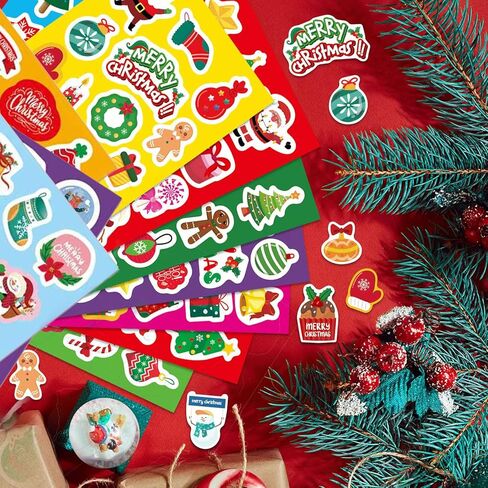 32 Sheets Christmas Stickers for Kids Xmas Holiday Stickers for Kids Classroom Cute Christmas Sticker Bulk Party Favors Crafts Supplies in Saudi Arabia