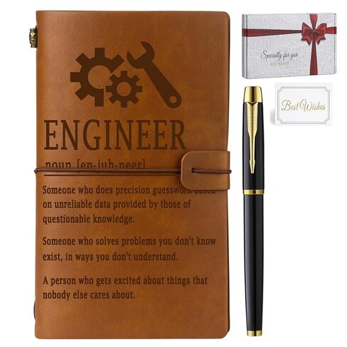 Engineer Gifts, Mechanical Engineering Gifts, Leather Journal Notebook Gifts for Engineers, New Licensed Passer Gifts Engineering Student Gifts, Graduation Gifts Retirement Gift for Engineer in Saudi Arabia