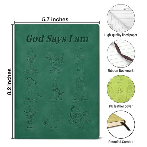Inspirational Christian Gifts - 160 Pages Pooh Bear Journal Notebook - God Says I Am Writing Notebook Gifts for Women, Men, Daughter, Son, Niece, Nephew, Friends in Saudi Arabia