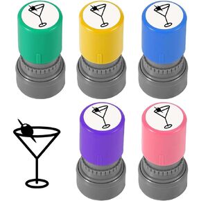 5 Pack Martini Stamp,Self Inking Rubber Hand Stamp, Martini Glass Drink Stamper Perfect for Marking at Parties, Festivals, and Pub Events in Kuwait