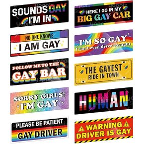 YOPPIX 10 قطع مغناطيس سيارة مضحك للمثليين، LGBT Rainbow Pride Prank ملصق مغناطيسي ممتص الصدمات للكبار ملصقات سيارة مغناطيسية مقاومة للماء للمركبات والشاحنات ملصق مغناطيسي قابل لإعادة الاستخدام للثلاجة in Kuwait