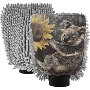 AIXIWAWA Vintage Koala Print Car Wash Mitt Washing Glove Scratch Free Water Absorbent 2 Pack Medium in Kuwait