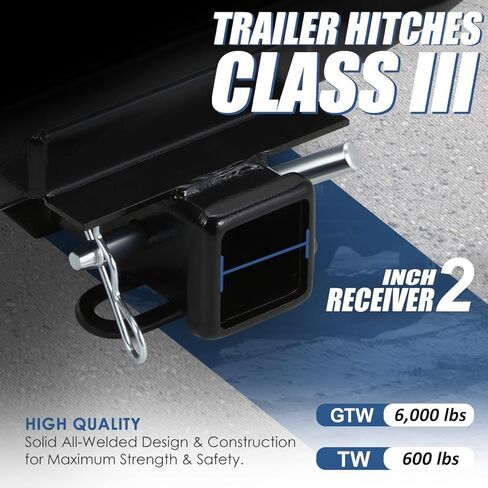 Auto Dynasty 2 Inches Rear Class 3 Tow Trailer Hitch Receiver and Pin Compatible with Silverado Sierra 1500 2014-2019, Black Powdercoated in Saudi Arabia