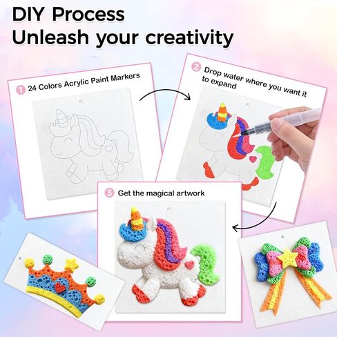 YUANNA 95 قطعة من مجموعة طلاء الملمس الإسفنجي السحري، مجموعات طلاء سحرية منتفخة ثلاثية الأبعاد مع 24 قلم طلاء أكريليك و45 قطعة من ورق الملمس الرغوي... لوازم رسم الفقاعات التي يمكنك صنعها بنفسك in Kuwait