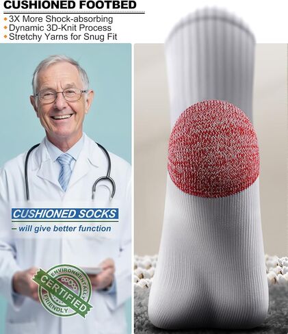 جوارب KEMISANT للرجال، جوارب رياضية مضغوطة للرجال لممارسة الرياضة والجري ومبطنة لدعم قوس القدم in Kuwait