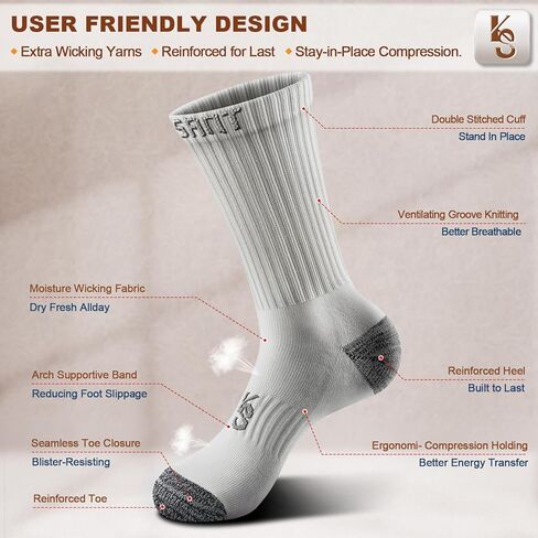 جوارب KEMISANT للرجال، جوارب رياضية مضغوطة للرجال لممارسة الرياضة والجري ومبطنة لدعم قوس القدم in Kuwait