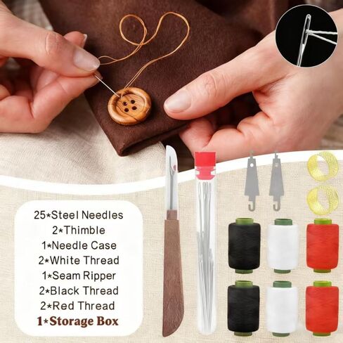 37pcs Big Eye Steel Needles Sewing Hand Tool Kit with Storage Box,Stainless Steel Needles Sewing Kit,Portable Sewing Working Kit,Needles Thread Hand Repair Tools for Beginners,Home,Handcraft Lovers in Saudi Arabia