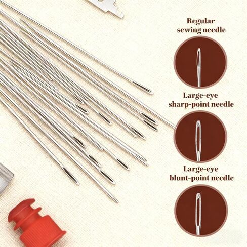 37pcs Big Eye Steel Needles Sewing Hand Tool Kit with Storage Box,Stainless Steel Needles Sewing Kit,Portable Sewing Working Kit,Needles Thread Hand Repair Tools for Beginners,Home,Handcraft Lovers in Saudi Arabia