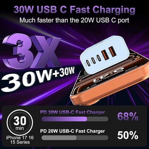 شاحن S24/S24 Ultra، شاحن فائق السرعة من النوع C، شاحن حائط PD 25W USB-C لهاتف Samsung Galaxy S24 Ultra/S24/S23/S22/ S21/S20/Note 20/Note 20 Ultra/Note 10/Note10+، شاحن من النوع C كتلة + كابل 4 قدم in Kuwait