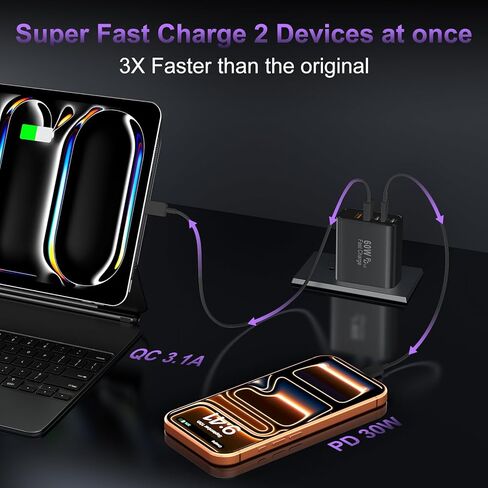 S24/S24 Ultra Charger, Super Fast Type C Charger, PD 25W USB-C Wall Charger for Samsung Galaxy S24 Ultra/S24/S23/S22/ S21/S20/Note 20/Note 20 Ultra/Note 10/Note10+, Type C Charger Block + 4-ft Cable in Kuwait