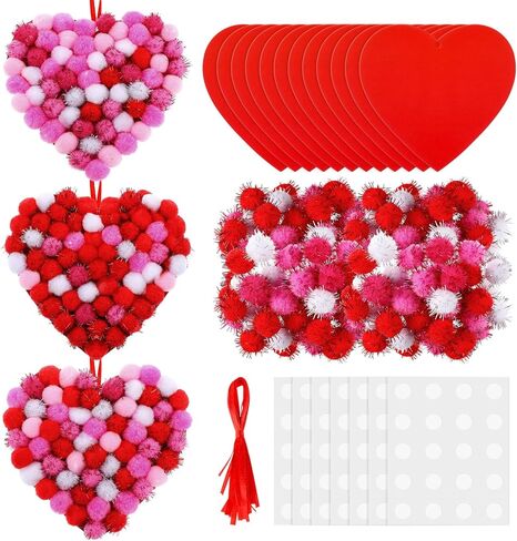 Realspring 24 Sets Christmas Snowflake Pom-poms Craft Kit Blue Winter DIY Frozen Pom Pom Ornament Craft Bulk Christmas Poms Decor for Xmas Home Activity Classroom Party in Saudi Arabia