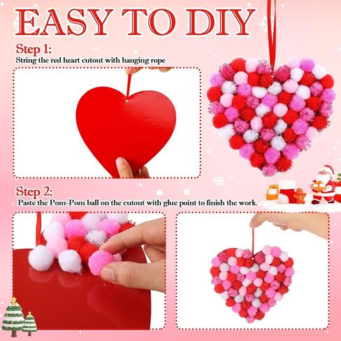 Realspring 24 Sets Christmas Snowflake Pom-poms Craft Kit Blue Winter DIY Frozen Pom Pom Ornament Craft Bulk Christmas Poms Decor for Xmas Home Activity Classroom Party in Saudi Arabia