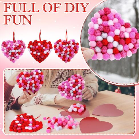 Realspring 24 Sets Christmas Snowflake Pom-poms Craft Kit Blue Winter DIY Frozen Pom Pom Ornament Craft Bulk Christmas Poms Decor for Xmas Home Activity Classroom Party in Saudi Arabia