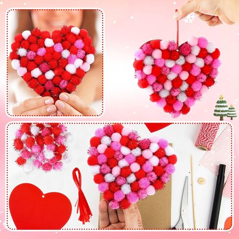 Realspring 24 Sets Christmas Snowflake Pom-poms Craft Kit Blue Winter DIY Frozen Pom Pom Ornament Craft Bulk Christmas Poms Decor for Xmas Home Activity Classroom Party in Saudi Arabia