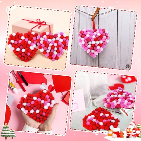 Realspring 24 Sets Christmas Snowflake Pom-poms Craft Kit Blue Winter DIY Frozen Pom Pom Ornament Craft Bulk Christmas Poms Decor for Xmas Home Activity Classroom Party in Saudi Arabia