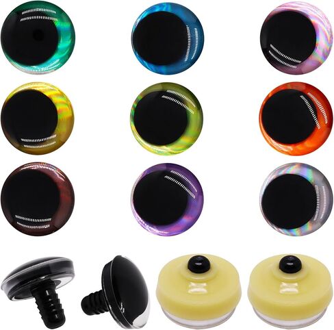 SWZHAI 18pcs 3D Glitter Safety Eyes for Crocheting, 35mm Safety Eyes with Bowl Washers, Tie Dye Laser Crochet Large Saftey Eye for Crochet Animals Doll Eye Crafts Gift for Crochet Lovers (9 Colors) in Saudi Arabia