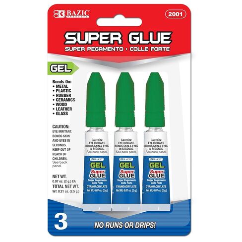 BAZIC Products Super Glue Gel – Mini Small Tube for Crafting, Fabric, Ceramics, Plastic & DIY Repairs, Fast-Drying Clear Glue for Home, School & Office, 3/Pack, 24-Packs in Saudi Arabia