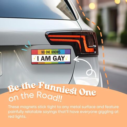 YOPPIX 10 قطع مغناطيس سيارة مضحك للمثليين، LGBT Rainbow Pride Prank ملصق مغناطيسي ممتص الصدمات للكبار ملصقات سيارة مغناطيسية مقاومة للماء للمركبات والشاحنات ملصق مغناطيسي قابل لإعادة الاستخدام للثلاجة in Kuwait