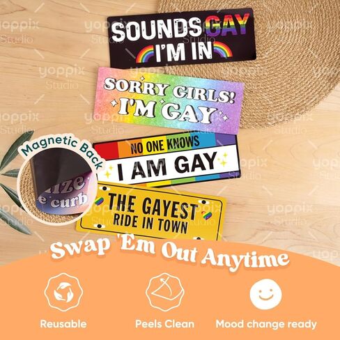 YOPPIX 10 قطع مغناطيس سيارة مضحك للمثليين، LGBT Rainbow Pride Prank ملصق مغناطيسي ممتص الصدمات للكبار ملصقات سيارة مغناطيسية مقاومة للماء للمركبات والشاحنات ملصق مغناطيسي قابل لإعادة الاستخدام للثلاجة in Kuwait
