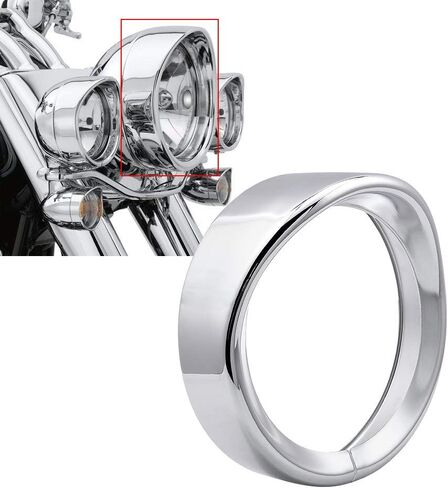 Chrome 7" Headlight Headlamp Cover Trim Ring Head Light Bezel Compatible with Harley Touring Road King Softail Street Glide in Saudi Arabia