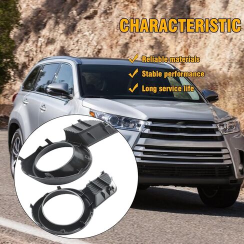 1 Pair 81481-48040 Front Bumper Fog lamp Cover, Replacement for Toyota Highlander 2008 2009 2010, Replaces 81482-48050 81481-0E030 81482-0E040 in Saudi Arabia