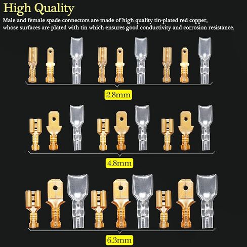 Twidec/360Pcs 2.8/4.8/6.3mm Quick Splice Male and Female Wire Spade Connector Crimp Terminal Block Assortment Kit with Insulating Sleeve for Electrical Wiring Car Audio Speaker in Kuwait