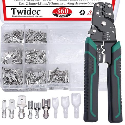 Twidec/360Pcs 2.8/4.8/6.3mm Quick Splice Male and Female Wire Spade Connector Crimp Terminal Block Assortment Kit with Insulating Sleeve for Electrical Wiring Car Audio Speaker in Kuwait