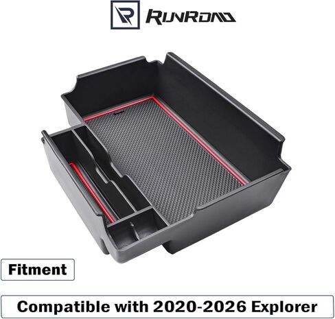 Upgrade Center Console Organizer Tray Compatible with Ford Explorer 2024 2023 2022 2021 2020 Accessories, ABS Armrest Tray Console Dividers Secondary Storage Box Container Tray, Red in Kuwait