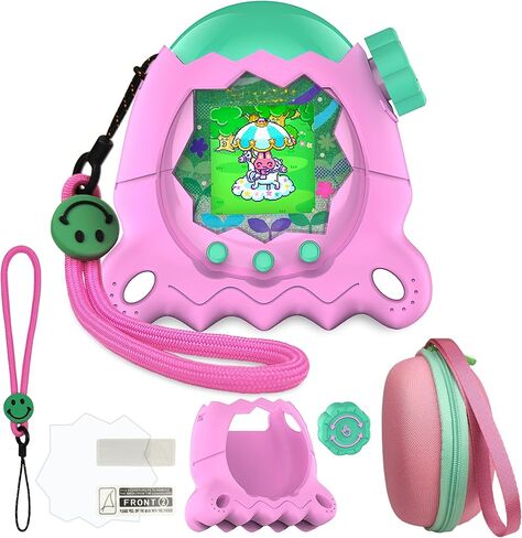 JCHPINE Hard Case and Silicone Cover for Tamagotchi Paradise Electronic Pet, Protective Cases for Tamagotchi Paradise with Screen Protector and Lanyard (Pink) in Kuwait