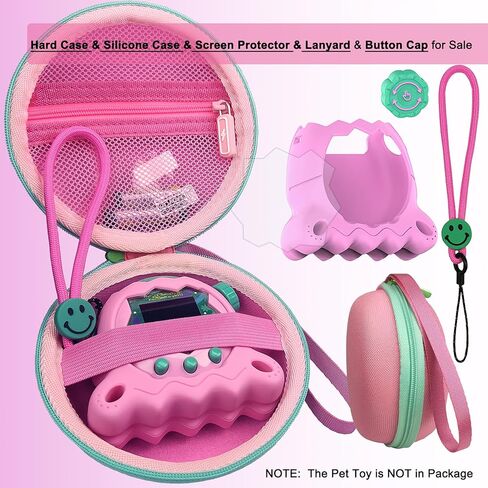 JCHPINE Hard Case and Silicone Cover for Tamagotchi Paradise Electronic Pet, Protective Cases for Tamagotchi Paradise with Screen Protector and Lanyard (Pink) in Kuwait