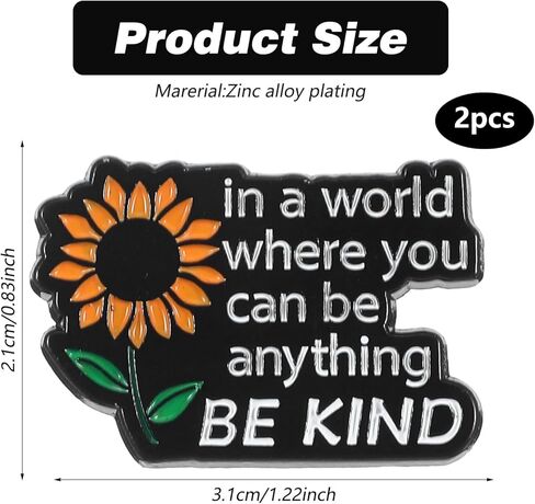 2Pcs Enamel Pins, Sunflower Pins for Backpacks, Lapel Pin, Funny Brooch Pin for Lanyard Bags Hats Caps Clothes Vest Jackets Decoration Accessories in Saudi Arabia