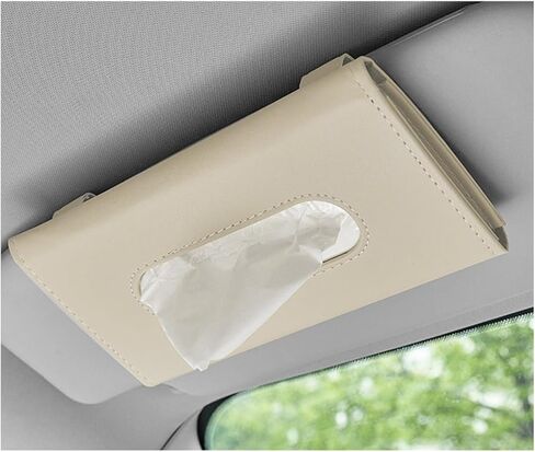 Car Tissue Holder, Vehicle Sun Visor Napkin Box Hanging Paper Towel Dispenser with Tissues Refill, Leather Backseat Paper Towel Case Visor Napkin Storage Holder for Most Cars (Black) in Saudi Arabia