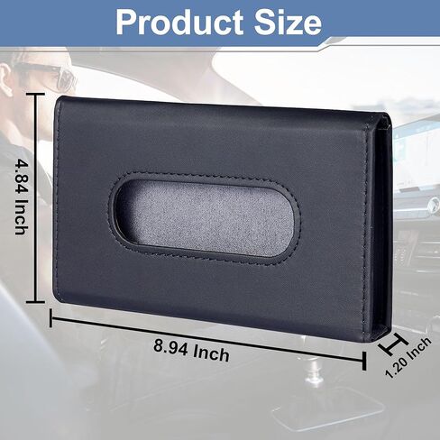 Car Tissue Holder for Sun Visor and Backseat, PU Leather Tissue Box Case for Car Interior Organization, Refillable Napkin Holder for Vehicle, SUV, Truck, Easy to Install, Grey in Saudi Arabia