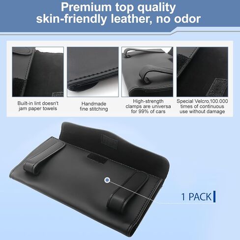 Car Tissue Holder for Sun Visor and Backseat, PU Leather Tissue Box Case for Car Interior Organization, Refillable Napkin Holder for Vehicle, SUV, Truck, Easy to Install, Grey in Saudi Arabia