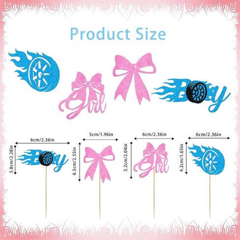 24 قطعة من الزخارف أو الأقواس التي تكشف عن الجنس، أغطية كب كيك بإطار وردي وإطار أزرق، لوازم حفلات بطابع صبي أو فتاة لاستحمام الطفل (4 تصميمات) in Kuwait