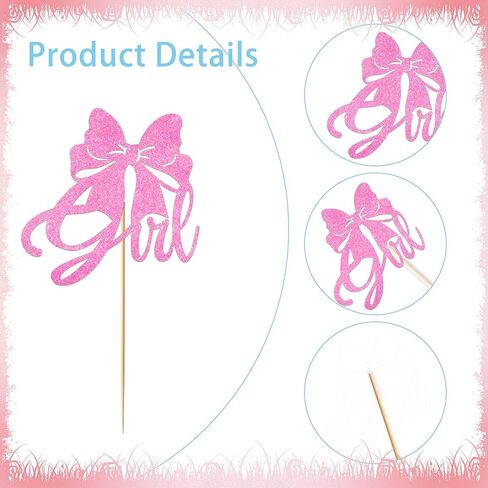 24 قطعة من الزخارف أو الأقواس التي تكشف عن الجنس، أغطية كب كيك بإطار وردي وإطار أزرق، لوازم حفلات بطابع صبي أو فتاة لاستحمام الطفل (4 تصميمات) in Kuwait