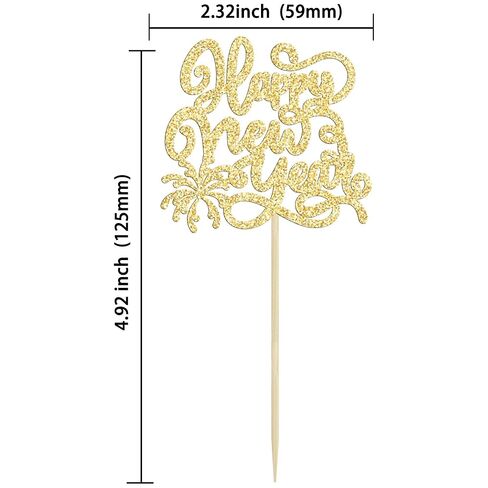 24 قطعة من Gyufise 2026 Happy New Year Cupcake Toppers Gold Glitter Firework Clock Hello 2026 Cheers to 2026 Cupcake Pick ديكورات لمستلزمات الديكور الخاصة بحفلات رأس السنة الجديدة in Saudi Arabia
